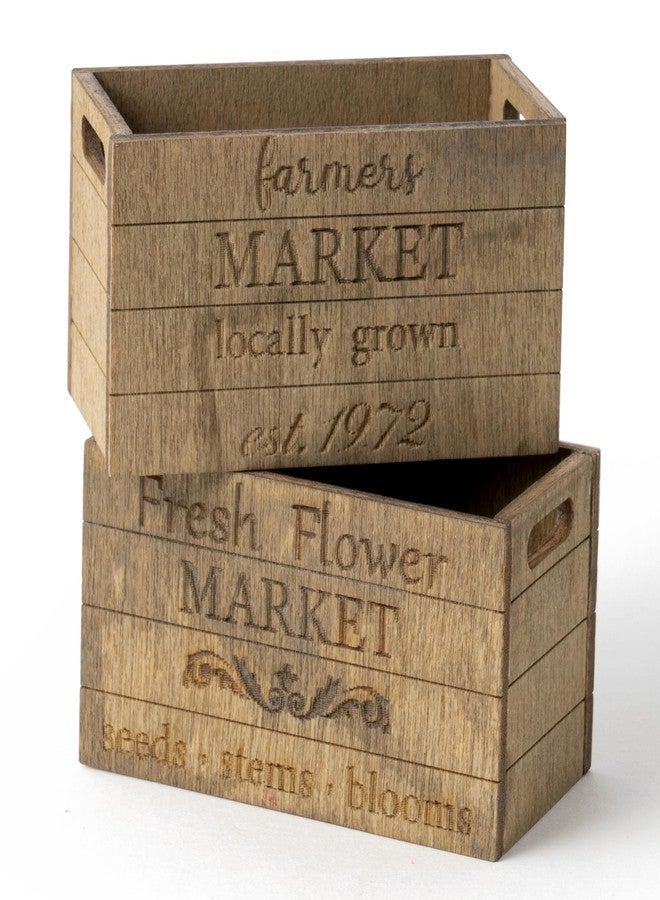 CPicdn 2.2 x 1.2 x 1.2 Inch Miniature Vintage Rustic Farmhouse Crate - 1:12 Scale Mini Farmhouse Micro Scene Decor Wooden Crate Basket Tiered Tray Decor for Fairy Garden Shelf Displays Accessories - Image 1